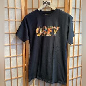 Obey Collage Print T-Shirt Navy Men's Size Medium